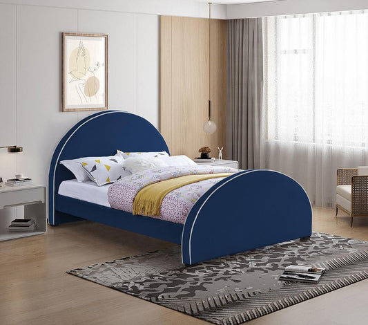 Meridian Furniture - Brody Navy Velvet Full Bed - BrodyNavy-F veiw 2