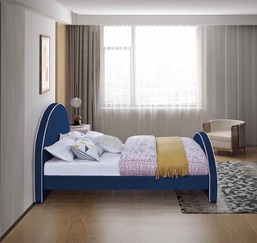 Meridian Furniture - Brody Navy Velvet Full Bed - BrodyNavy-F veiw 5