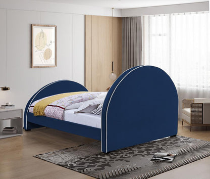 Meridian Furniture - Brody Navy Velvet Full Bed - BrodyNavy-F veiw 6
