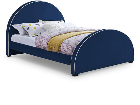 Meridian Furniture - Brody Navy Velvet Queen Bed - BrodyNavy-Q veiw 1