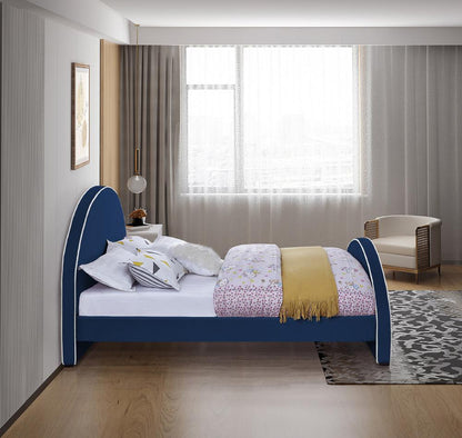 Meridian Furniture - Brody Navy Velvet Queen Bed - BrodyNavy-Q veiw 5