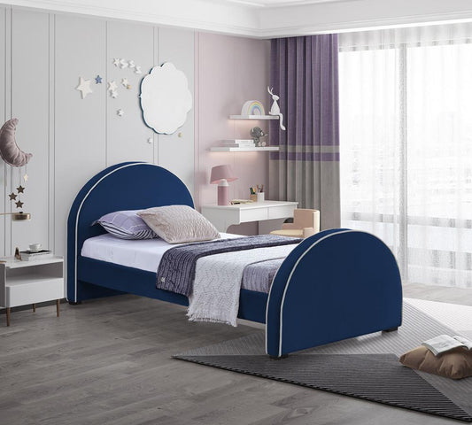 Meridian Furniture - Brody Navy Velvet Twin Bed - BrodyNavy-T veiw 2