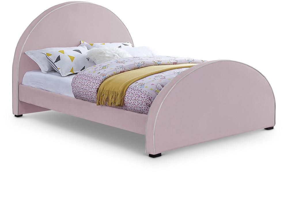 Meridian Furniture - Brody Pink Velvet Queen Bed - BrodyPink-Q veiw 1