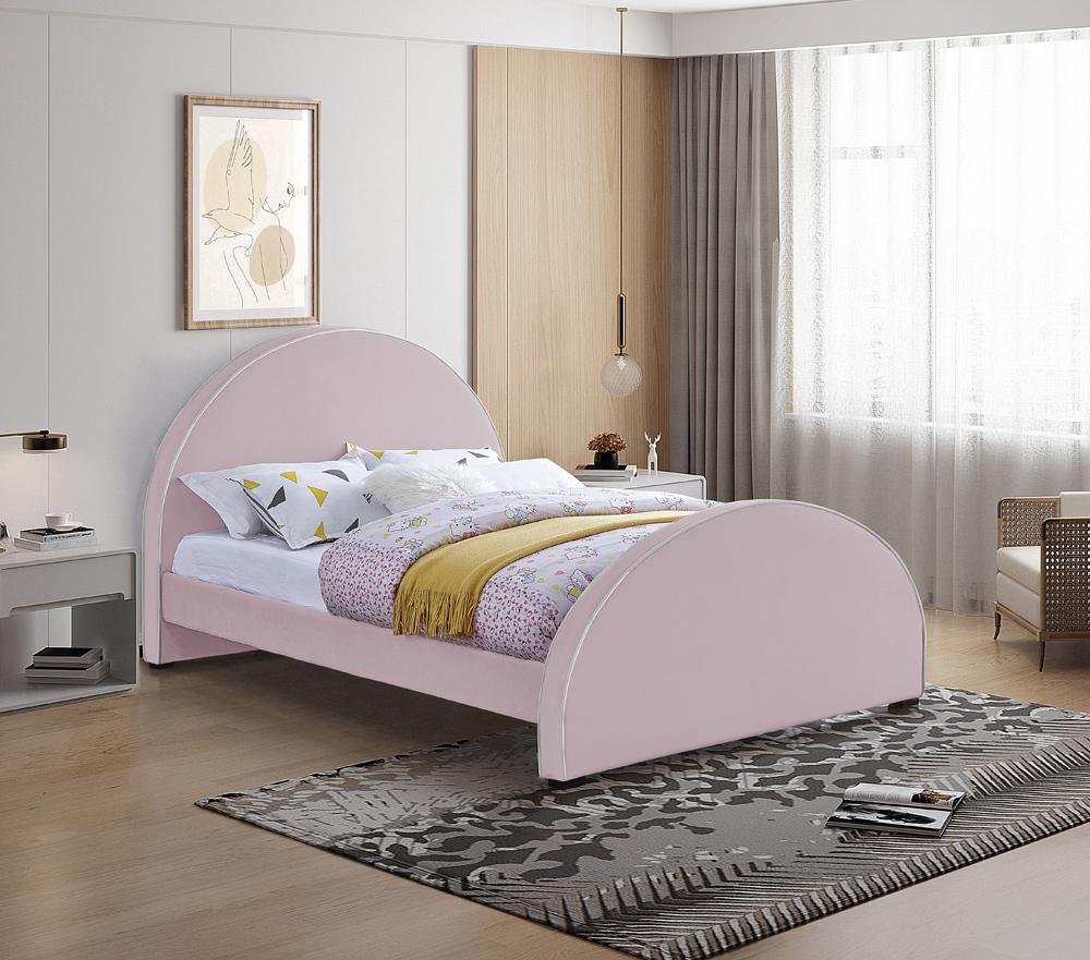 Meridian Furniture - Brody Pink Velvet Queen Bed - BrodyPink-Q veiw 2