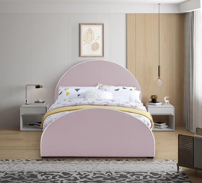 Meridian Furniture - Brody Pink Velvet Queen Bed - BrodyPink-Q veiw 4