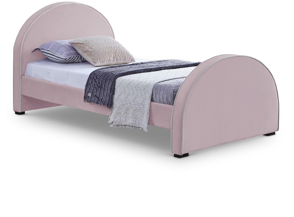 Meridian Furniture - Brody Pink Velvet Twin Bed - BrodyPink-T veiw 1