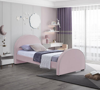Meridian Furniture - Brody Pink Velvet Twin Bed - BrodyPink-T veiw 2