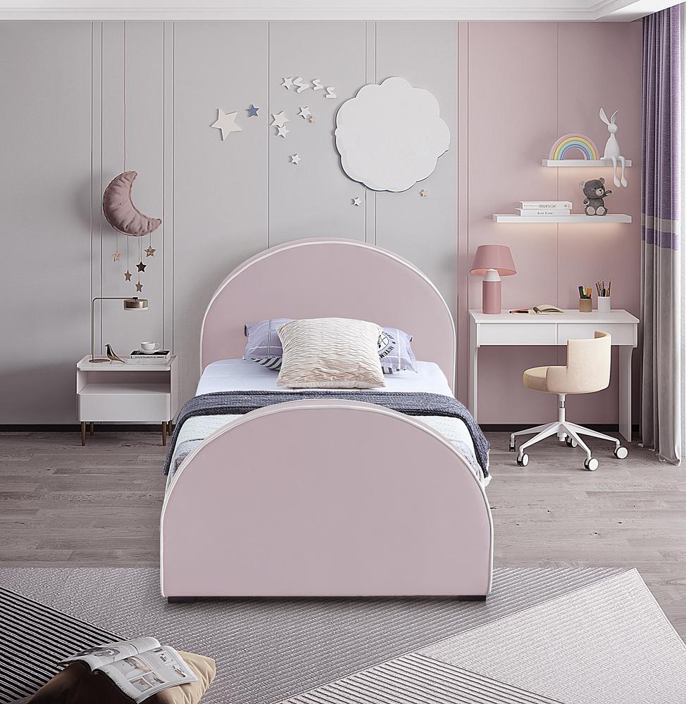 Meridian Furniture - Brody Pink Velvet Twin Bed - BrodyPink-T veiw 4
