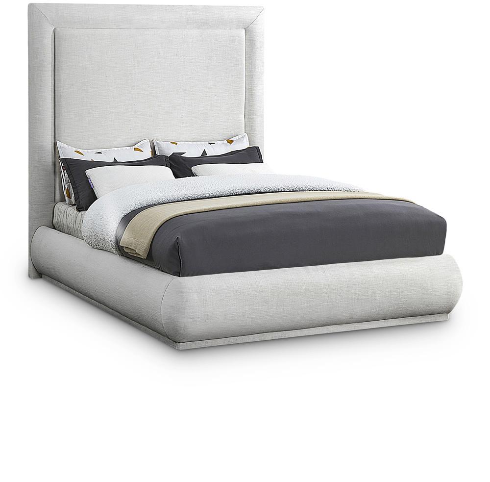 Meridian Furniture - Brooke Cream Linen Textured Fabric King Bed - BrookeCream-K veiw 1