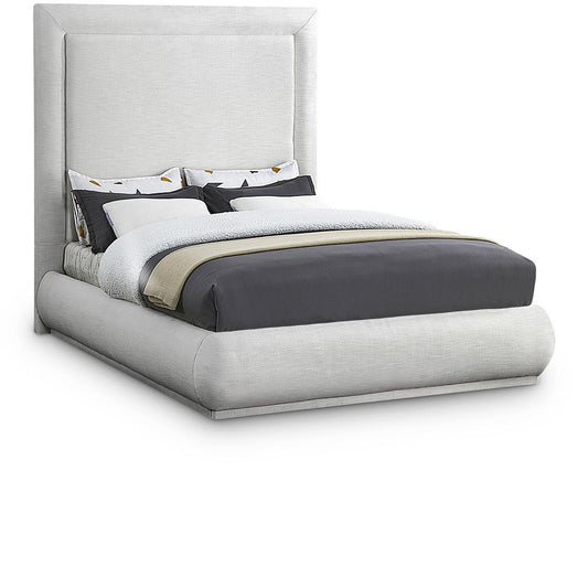 Meridian Furniture - Brooke Cream Linen Textured Fabric King Bed - BrookeCream-K veiw 1