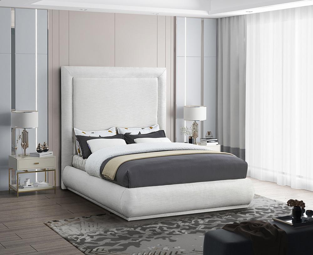 Meridian Furniture - Brooke Cream Linen Textured Fabric King Bed - BrookeCream-K veiw 2