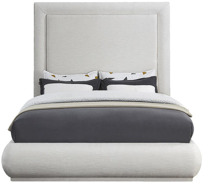 Meridian Furniture - Brooke Cream Linen Textured Fabric King Bed - BrookeCream-K veiw 3