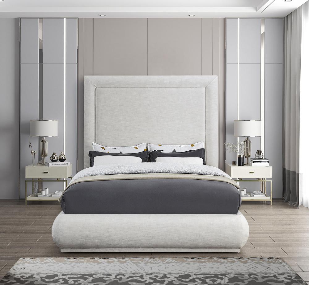 Meridian Furniture - Brooke Cream Linen Textured Fabric King Bed - BrookeCream-K veiw 4