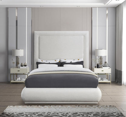 Meridian Furniture - Brooke Cream Linen Textured Fabric King Bed - BrookeCream-K veiw 4
