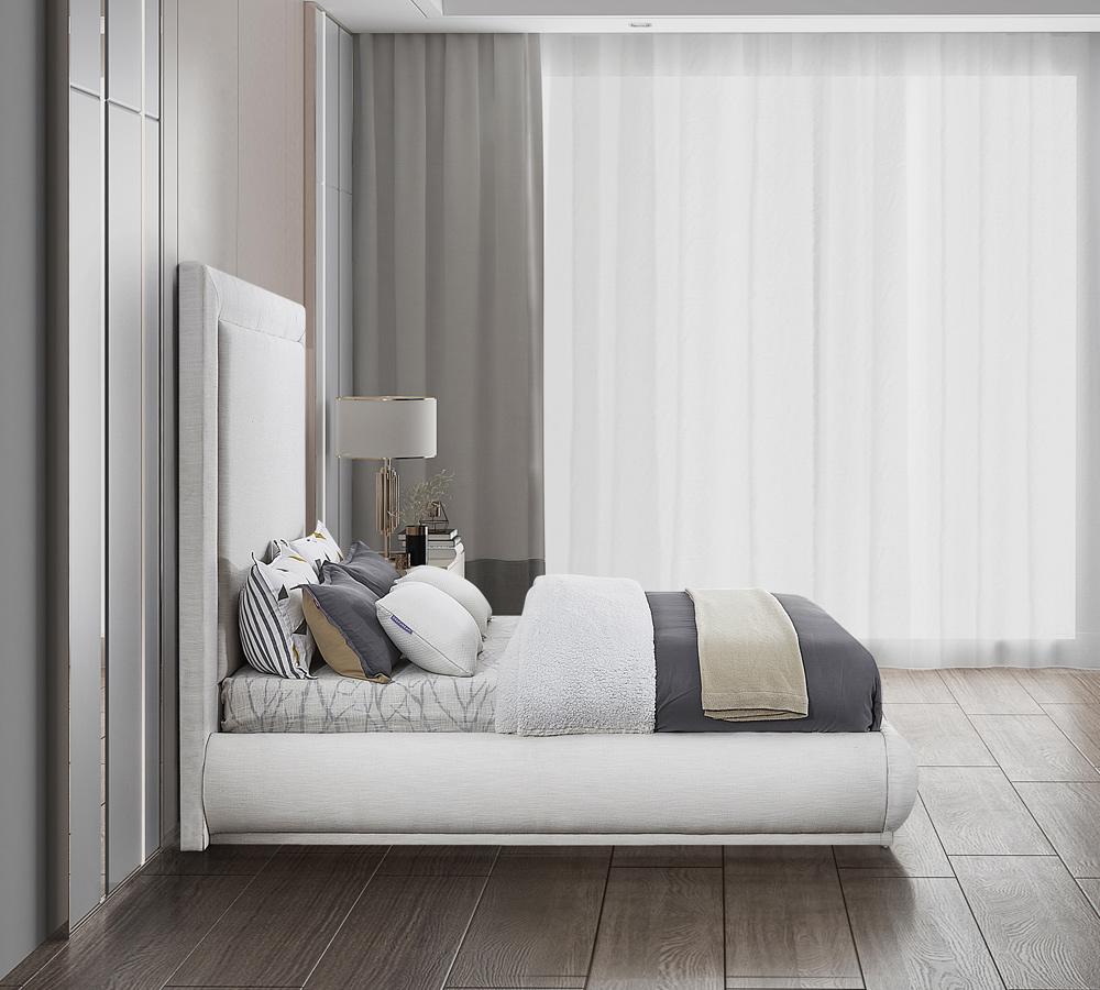 Meridian Furniture - Brooke Cream Linen Textured Fabric King Bed - BrookeCream-K veiw 5