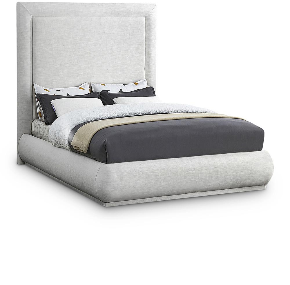 Meridian Furniture - Brooke Cream Linen Textured Fabric Queen Bed - BrookeCream-Q veiw 1