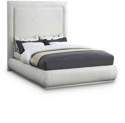 Meridian Furniture - Brooke Cream Linen Textured Fabric Queen Bed - BrookeCream-Q veiw 1