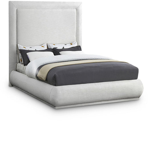 Meridian Furniture - Brooke Cream Linen Textured Fabric Queen Bed - BrookeCream-Q veiw 1