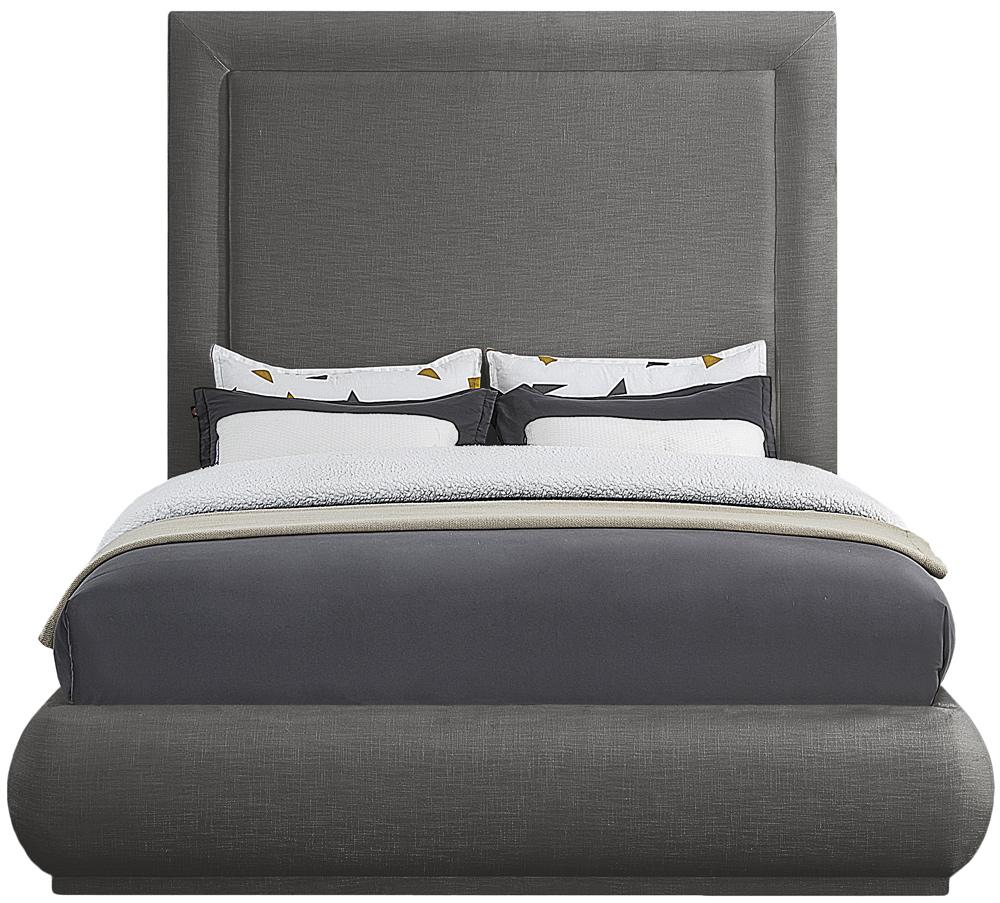 Meridian Furniture - Brooke Grey Linen Textured Fabric King Bed - BrookeGrey-K veiw 3