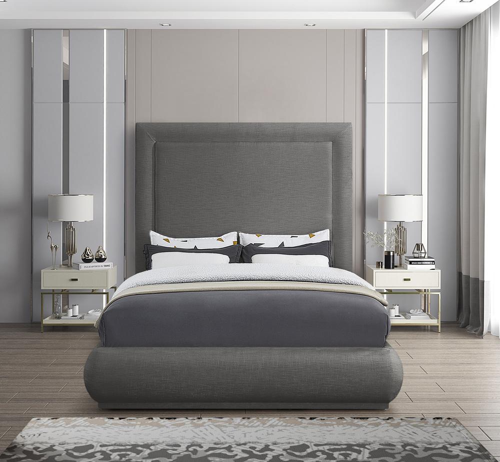 Meridian Furniture - Brooke Grey Linen Textured Fabric King Bed - BrookeGrey-K veiw 4