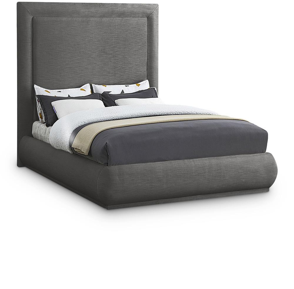 Meridian Furniture - Brooke Grey Linen Textured Fabric Queen Bed - BrookeGrey-Q veiw 1