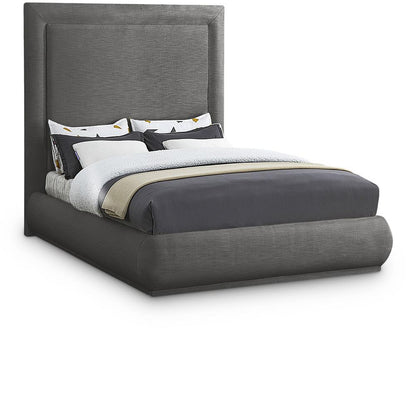 Meridian Furniture - Brooke Grey Linen Textured Fabric Queen Bed - BrookeGrey-Q veiw 1