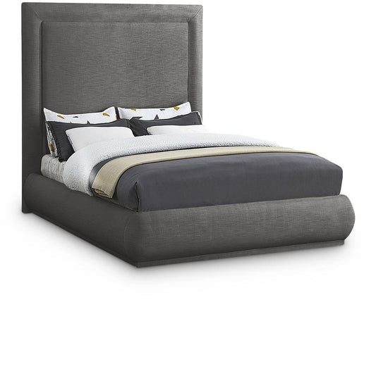 Meridian Furniture - Brooke Grey Linen Textured Fabric Queen Bed - BrookeGrey-Q veiw 1