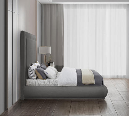 Meridian Furniture - Brooke Grey Linen Textured Fabric Queen Bed - BrookeGrey-Q veiw 5