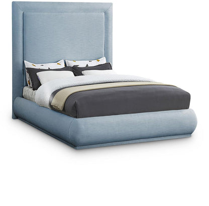 Meridian Furniture - Brooke Light Blue Linen Textured Fabric King Bed - BrookeSkyBlu-K veiw 1