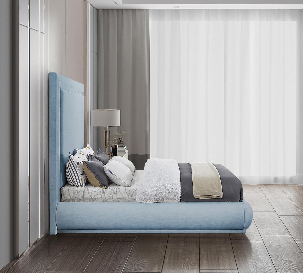 Meridian Furniture - Brooke Light Blue Linen Textured Fabric King Bed - BrookeSkyBlu-K veiw 5