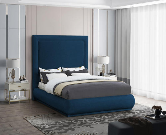 Meridian Furniture - Brooke Navy Linen Textured Fabric King Bed - BrookeNavy-K veiw 2