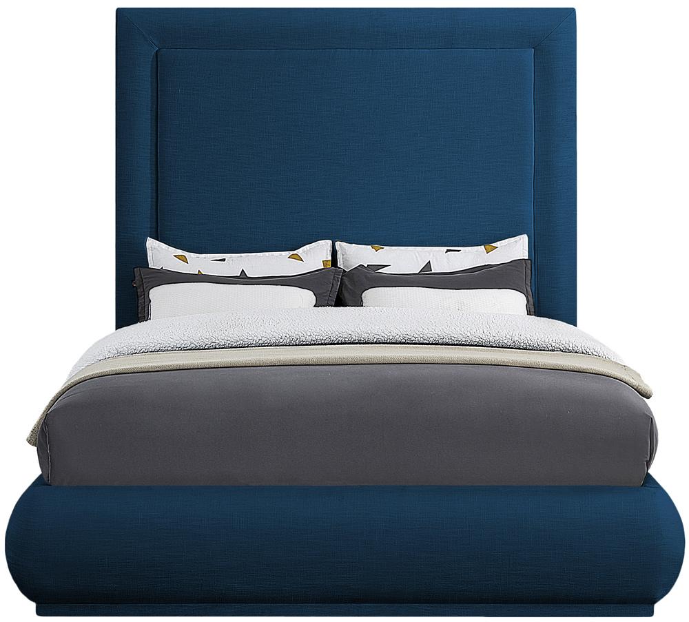 Meridian Furniture - Brooke Navy Linen Textured Fabric King Bed - BrookeNavy-K veiw 3