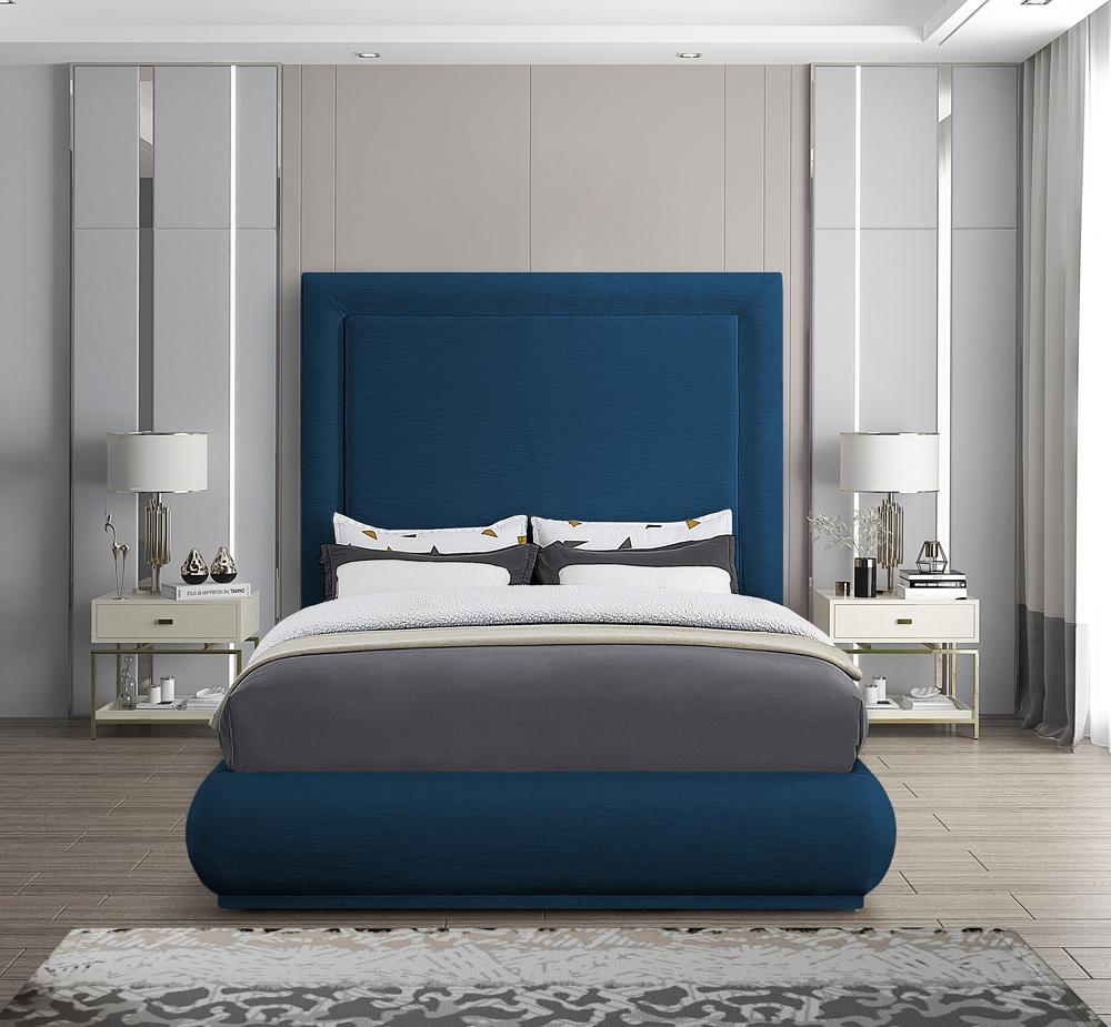 Meridian Furniture - Brooke Navy Linen Textured Fabric King Bed - BrookeNavy-K veiw 4