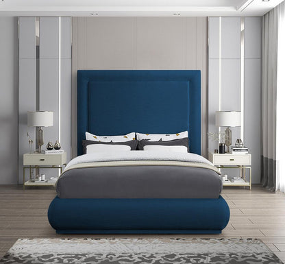 Meridian Furniture - Brooke Navy Linen Textured Fabric King Bed - BrookeNavy-K veiw 4
