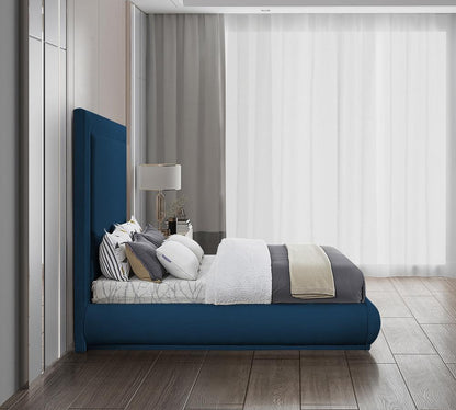 Meridian Furniture - Brooke Navy Linen Textured Fabric King Bed - BrookeNavy-K veiw 5