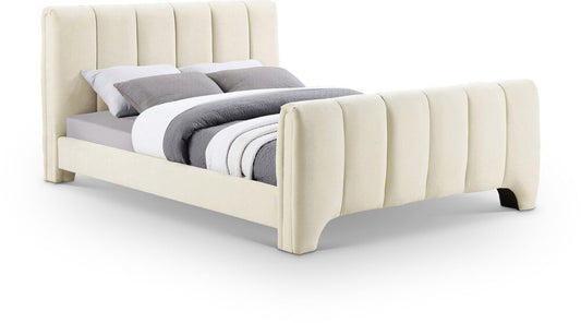Meridian Furniture - Camila Beige Chenille Fabric Queen Bed - CamilaBeige-Q veiw 1