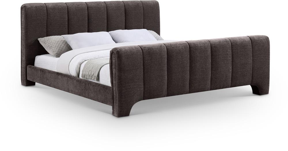 Meridian Furniture - Camila Brown Chenille Fabric Queen Bed - CamilaBrown-Q veiw 1