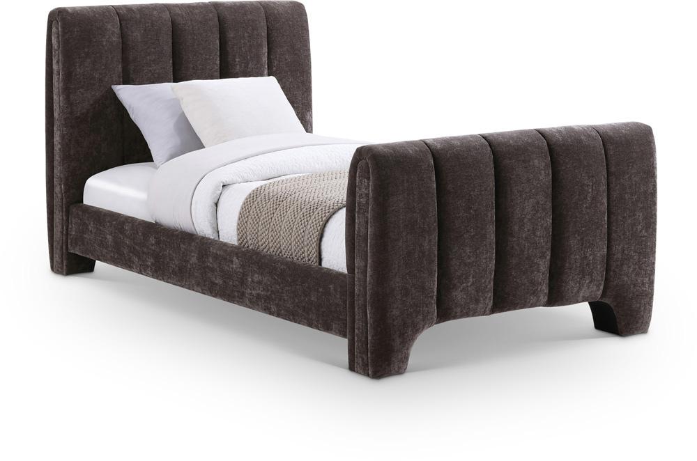 Meridian Furniture - Camila Brown Chenille Fabric Twin Bed - CamilaBrown-T veiw 1