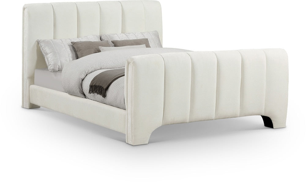 Meridian Furniture - Camila Cream Chenille Fabric Full Bed - CamilaCream-F veiw 1