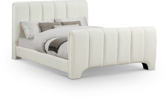 Meridian Furniture - Camila Cream Chenille Fabric King Bed - CamilaCream-K veiw 1