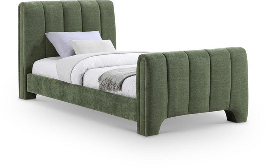 Meridian Furniture - Camila Green Chenille Fabric Twin Bed - CamilaGreen-T veiw 1