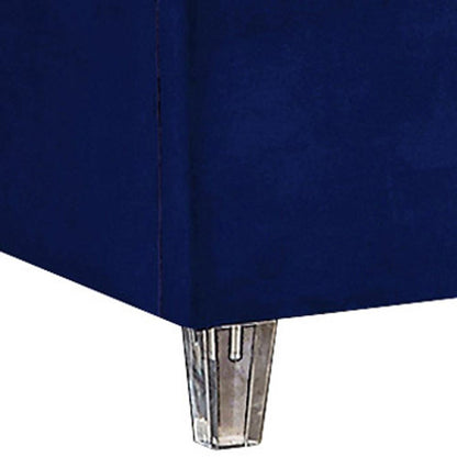 Meridian Furniture - Candace Navy Velvet Queen Bed - CandaceNavy-Q veiw 3