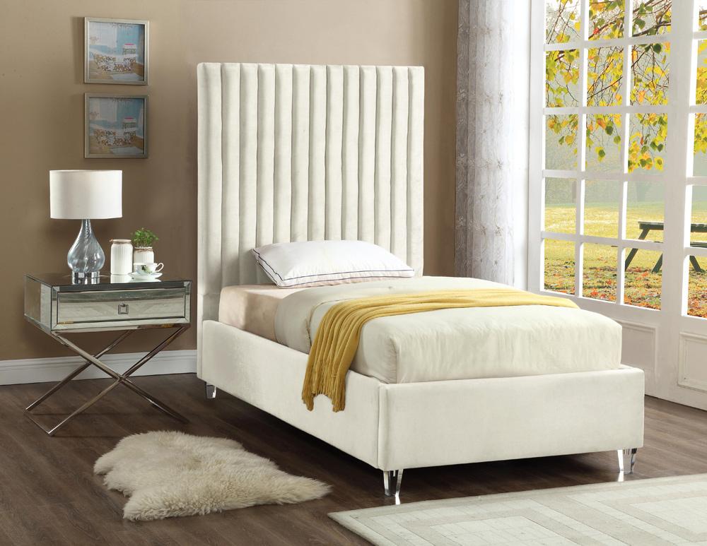 Meridian Furniture - Candace Twin Bed - CandaceCream-T veiw 2