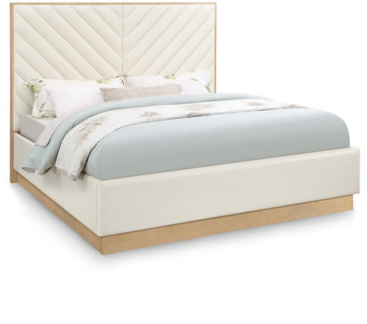 Meridian Furniture - Casa Cream Vegan Leather Queen Bed - CasaCream-Q veiw 1