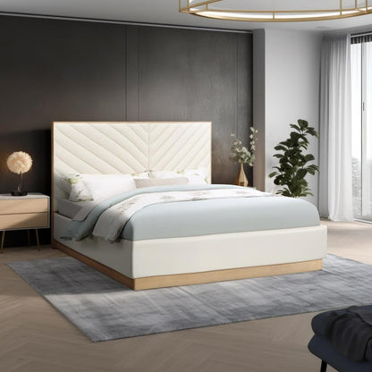 Meridian Furniture - Casa Cream Vegan Leather Queen Bed - CasaCream-Q veiw 2