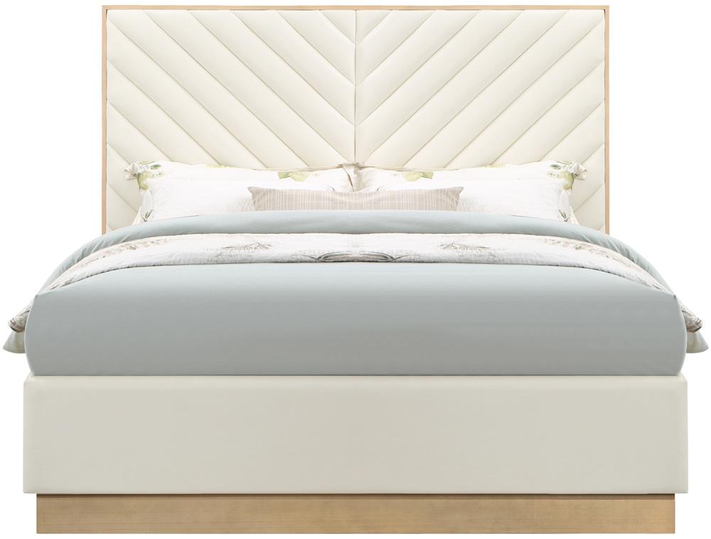 Meridian Furniture - Casa Cream Vegan Leather Queen Bed - CasaCream-Q veiw 3