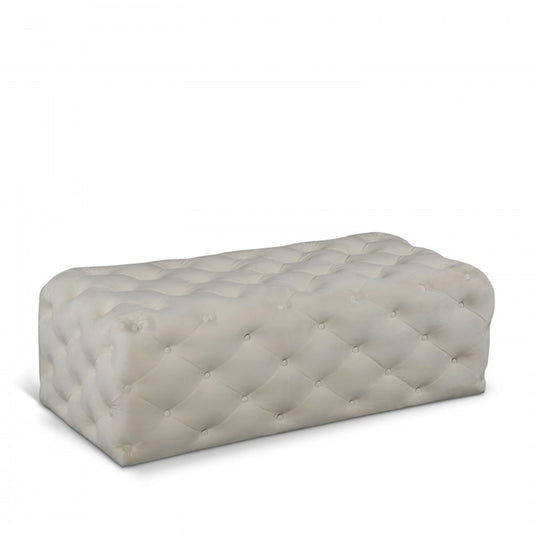 Meridian Furniture - Casey Cream Velvet Ottoman/Bench - 121Cream view 1