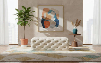 Meridian Furniture - Casey Cream Velvet Ottoman/Bench - 121Cream view 2