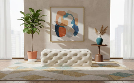 Meridian Furniture - Casey Cream Velvet Ottoman/Bench - 121Cream view 2