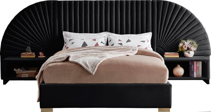 Meridian Furniture - Cleo Black Velvet King Bed - CleoBlack-K veiw 3
